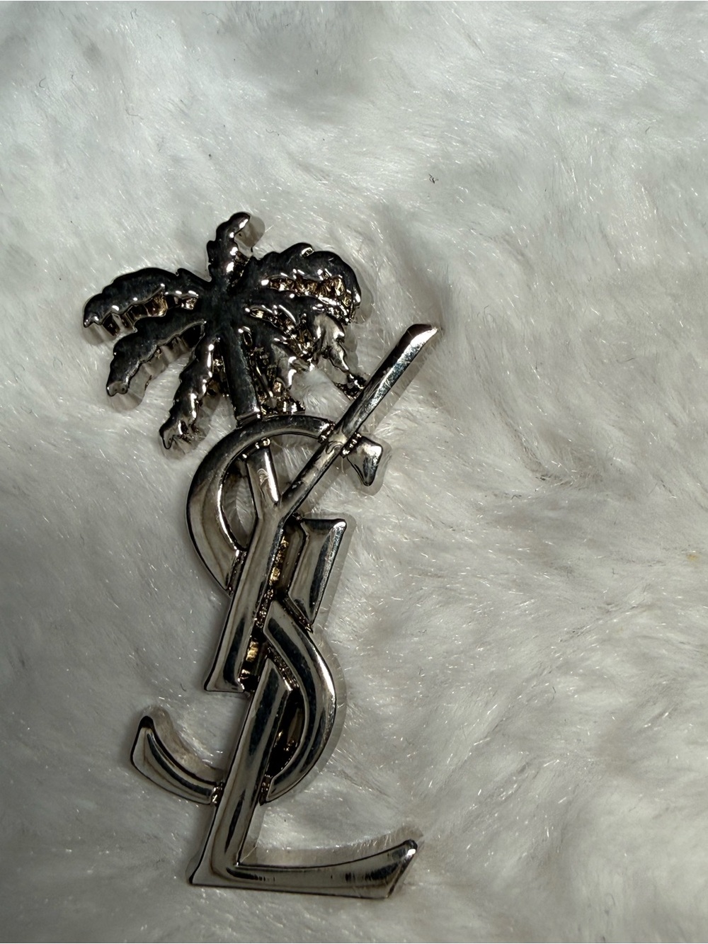 Silver Tone Charm with  Palm Tree Accent